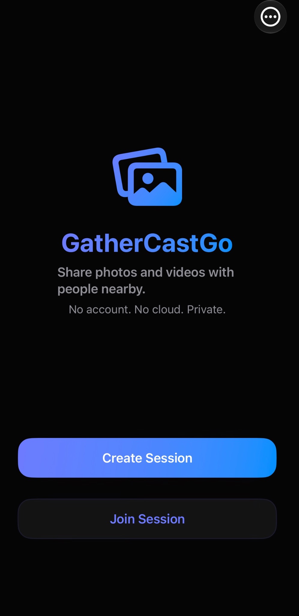 GatherCastGo Home screen